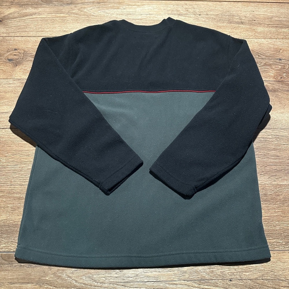 Vintage Unbranded Black Green Colorblock Fleece Pullover Men XL - Picture 3 of 6